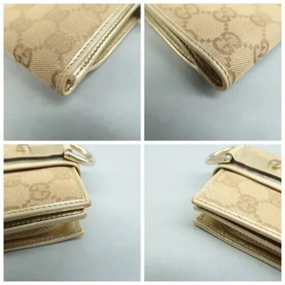 100% Authentic GUCCI D-ring Brown Cloth Wallet 286-091824 - Picture 8 of 12